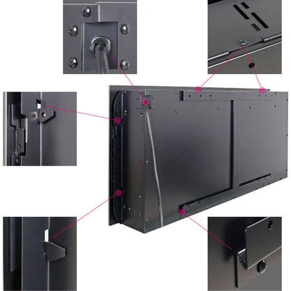 50 inch recessed ultra thin tempered glass front wall mounted electric fireplace with remote and multi color flame & emberbed, LED light heater