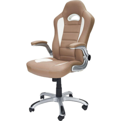 High Back Executive Sport Race Office Chair with Flip-Up Arms, Camel