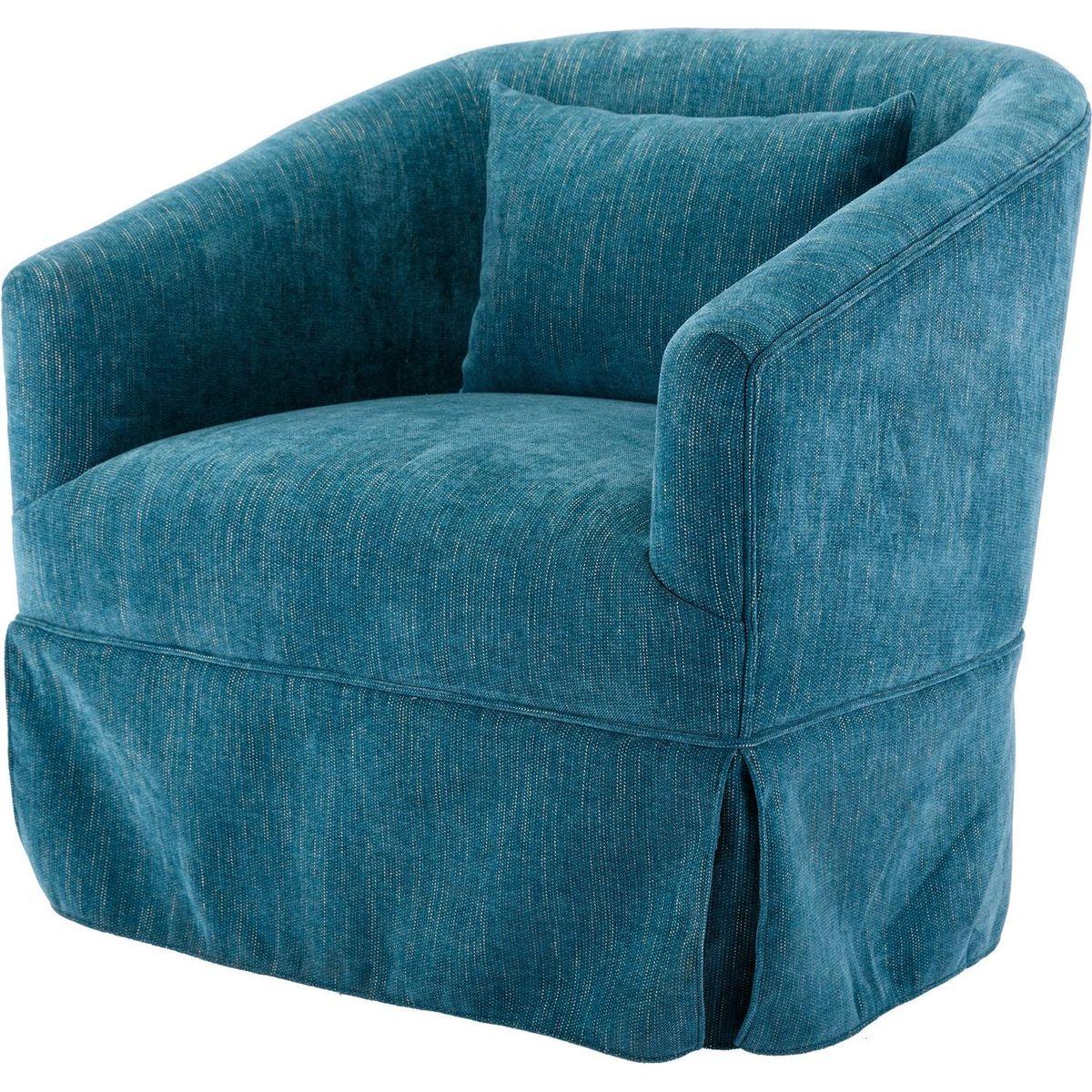 degree Swivel Accent Armchair Linen Blend Green