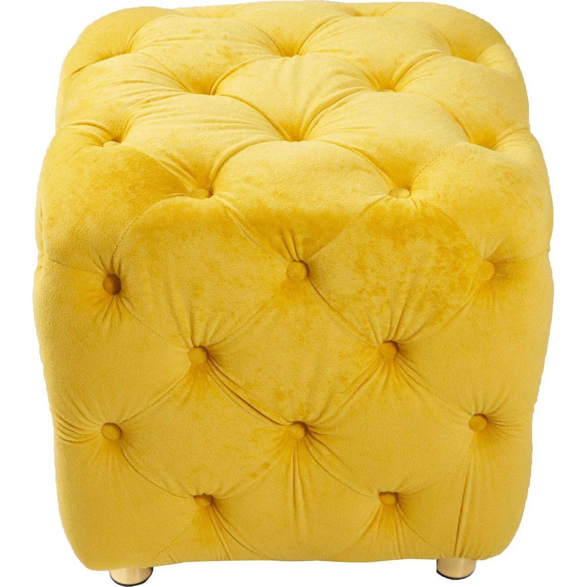 Yellow Modern Velvet Upholstered Ottoman, Exquisite Small End Table, Soft Foot Stool, Dressing Makeup Chair, Comfortable Seat for Living Room, Bedroom, Entrance