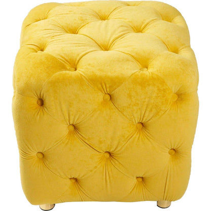 Yellow Modern Velvet Upholstered Ottoman, Exquisite Small End Table, Soft Foot Stool, Dressing Makeup Chair, Comfortable Seat for Living Room, Bedroom, Entrance