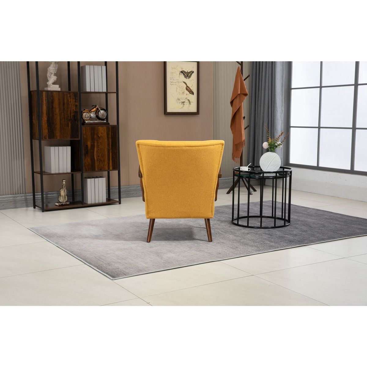 Wood Frame Armchair, Modern Accent Chair Lounge Chair for Living Room