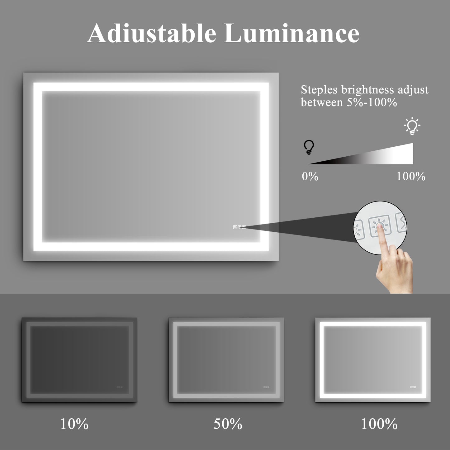 LED Bathroom Mirror 48x 36 Inch with lights, anti-Fog & Dimming Led Bathroom Vanity Mirror