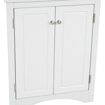 White Triangle Bathroom Storage Cabinet with Adjustable Shelves, Freestanding Floor Cabinet for Home Kitchen