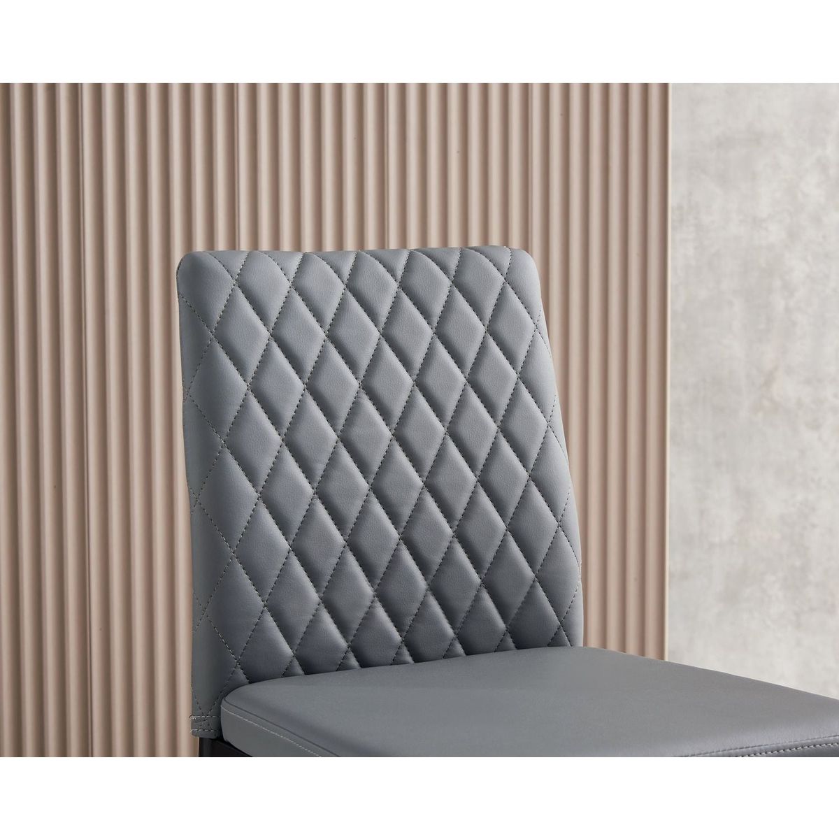 light gray modern simple bar chair, fireproof leather spraying metal pipe, diamond grid pattern, restaurant, family, 2-piece set