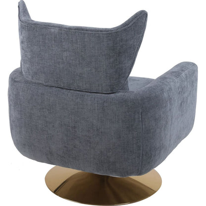 Classic Mid-Century 360-degree Swivel Accent Chair, Dusty Blue Linen