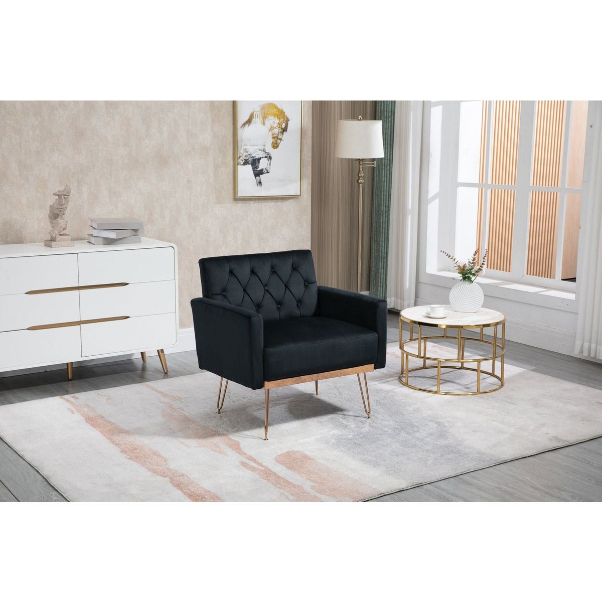 Accent Chair, leisure single sofa with Rose Golden feet