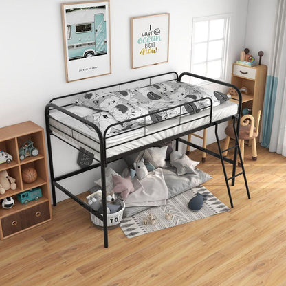 Metal Twin Loft Bed, Twin Size High Loft Bed Black