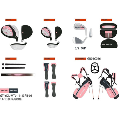 11-13 years old child's RH golf club 5-piece set pink