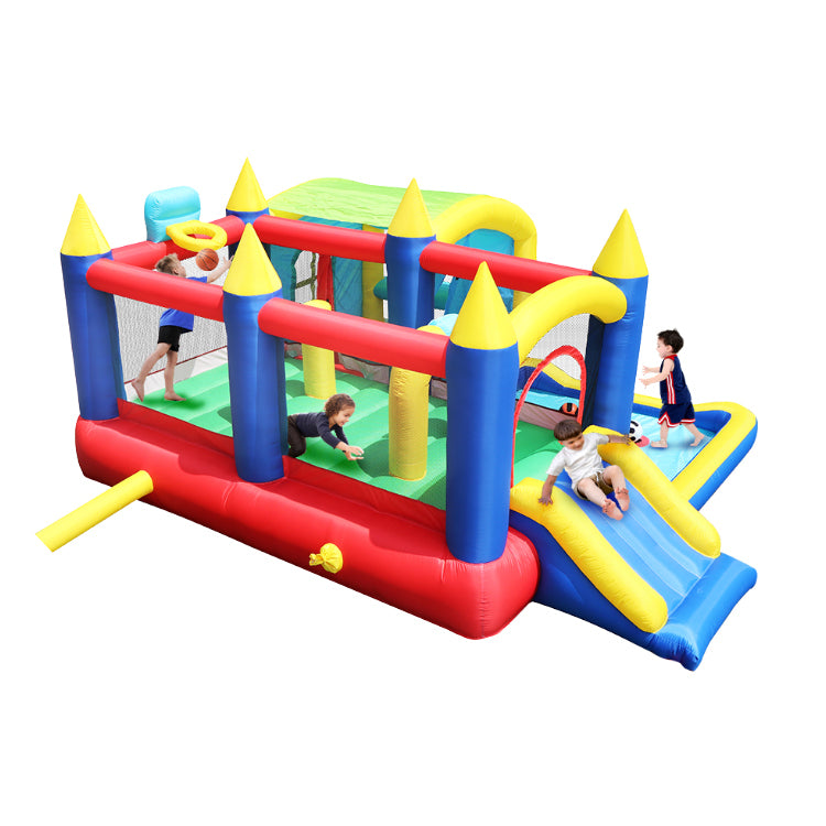 7 in 1 Inflatable Bounce House, Bouncy House with Ball Pit for Kids Indoor Outdoor Party Family Fun, Obstacles, Toddler Jump Bouncy Castle with Ball Pit for Birthday Party Gifts - Streamdale Furniture