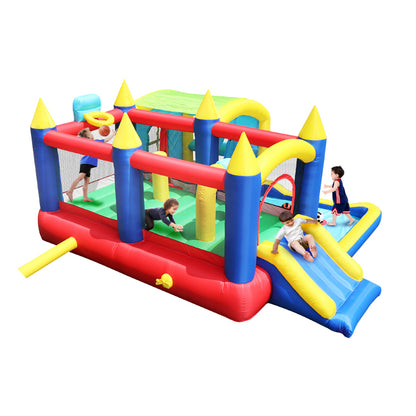 7 in 1 Inflatable Bounce House, Bouncy House with Ball Pit for Kids Indoor Outdoor Party Family Fun, Obstacles, Toddler Jump Bouncy Castle with Ball Pit for Birthday Party Gifts - Streamdale Furniture