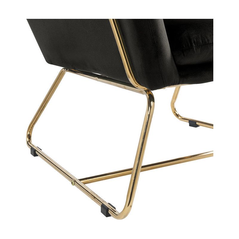 Keira Black Velvet Accent Chair with Metal Base