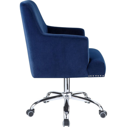 Trenerry Office Chair in Blue Velvet & Chrome Finish