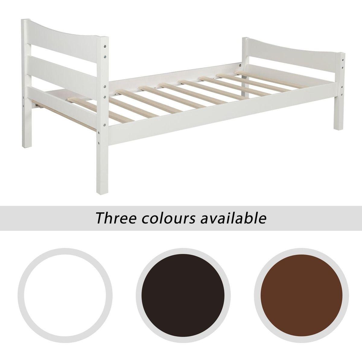 Twin Size Wood Platform Bed with Headboard and Wooden Slat Support (White)