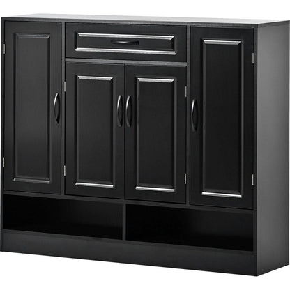 Sleek and Modern Shoe Cabinet with Adjustable Shelves, Minimalist Shoe Storage Organizer with Sturdy Top Surface, Space-saving Design Side Board for Various Sizes of Items, Black