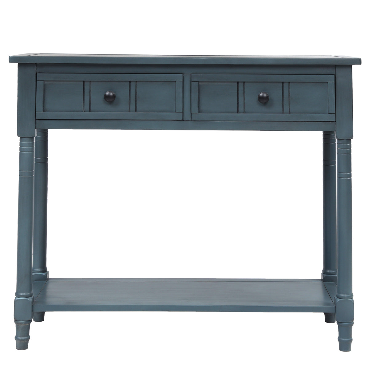 Daisy Series Console Table Traditional Design with Two Drawers and Bottom Shelf (Navy)