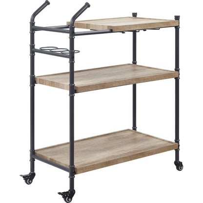 Brantley Serving Cart in Oak & Sandy Black Finish