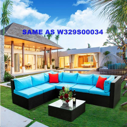 5 Pieces PE Rattan sectional Outdoor Furniture Cushioned U Sofa set with 2 Pillow