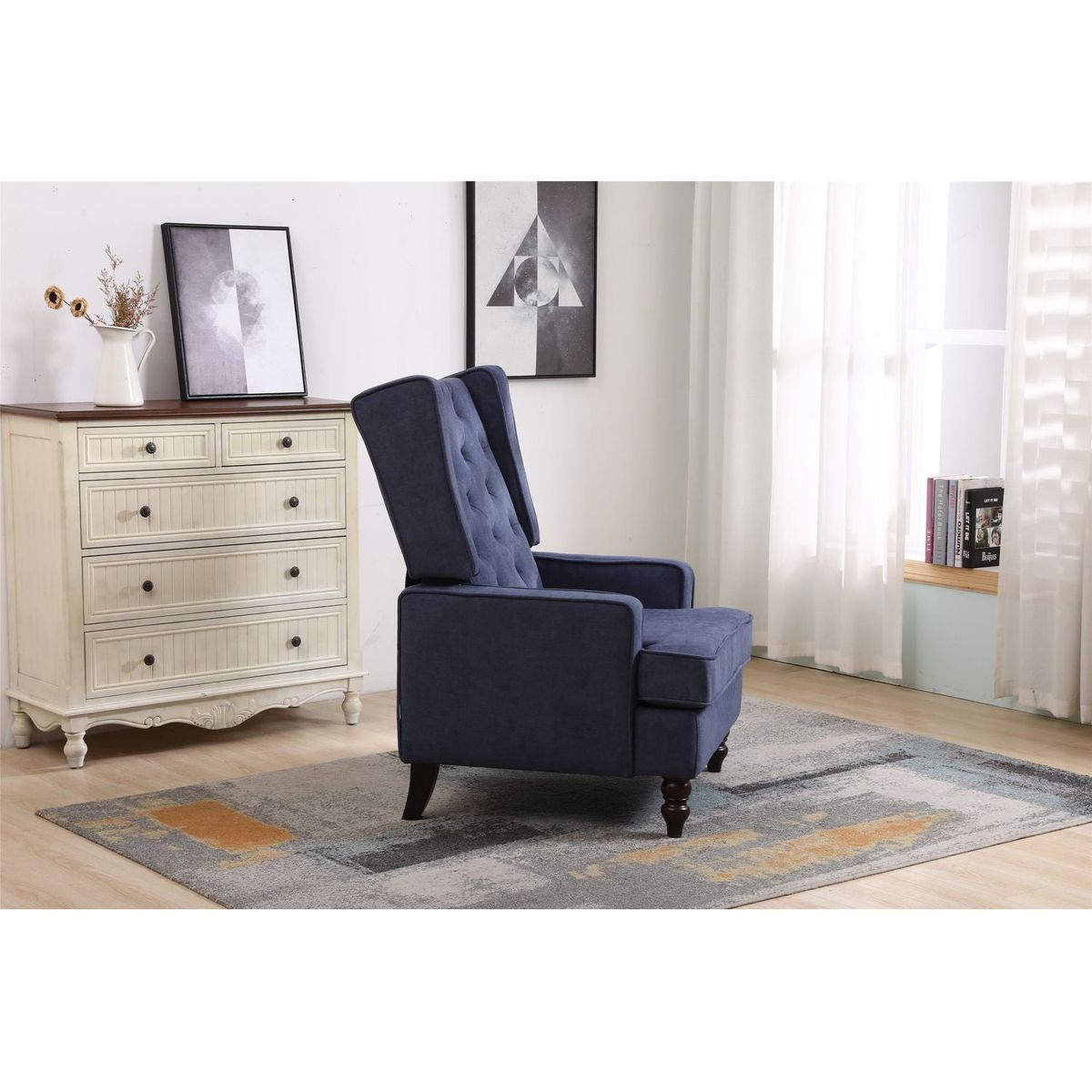 living room Comfortable rocking chair accent chair Navy fabric