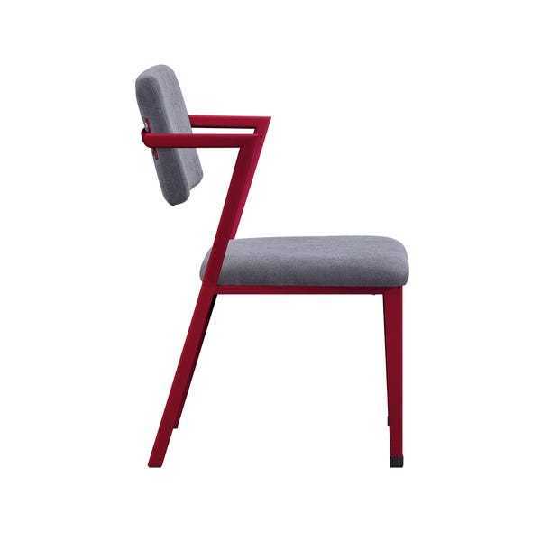 CarChair, Gray Fabric & Red