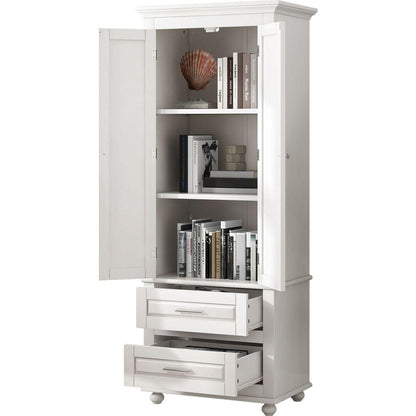 Tall Storage Cabinet with Two Drawers for Bathroom/Office, White