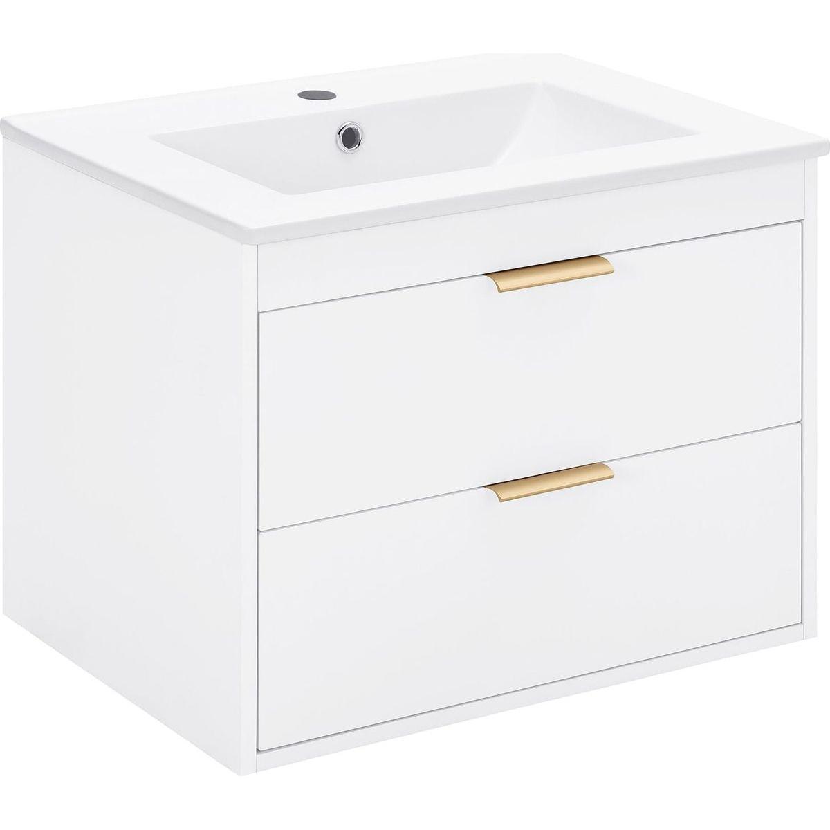 24" Floating Wall Mounted Bathroom Vanity with White Porcelain Sink and Soft Close Doors