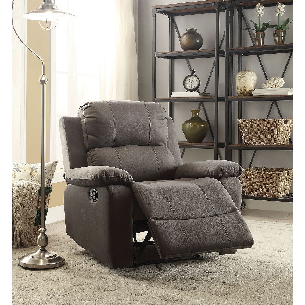 Bina Recliner (Motion) in Charcoal Polished Microfiber