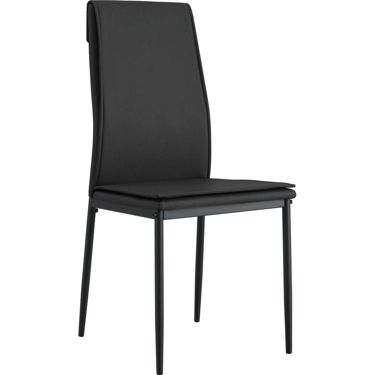 Dining chairs set of 4, Black modern kitchen chair with metal leg