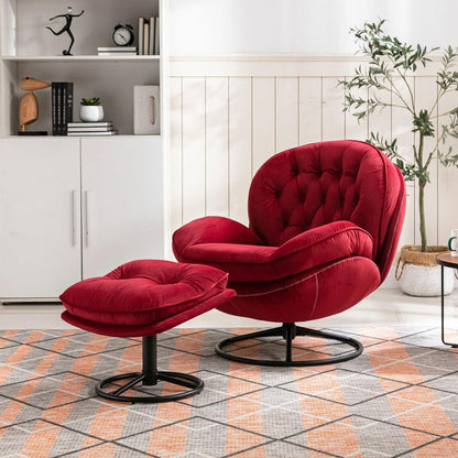 Accent chair TV Chair Living room Chair with Ottoman-RED