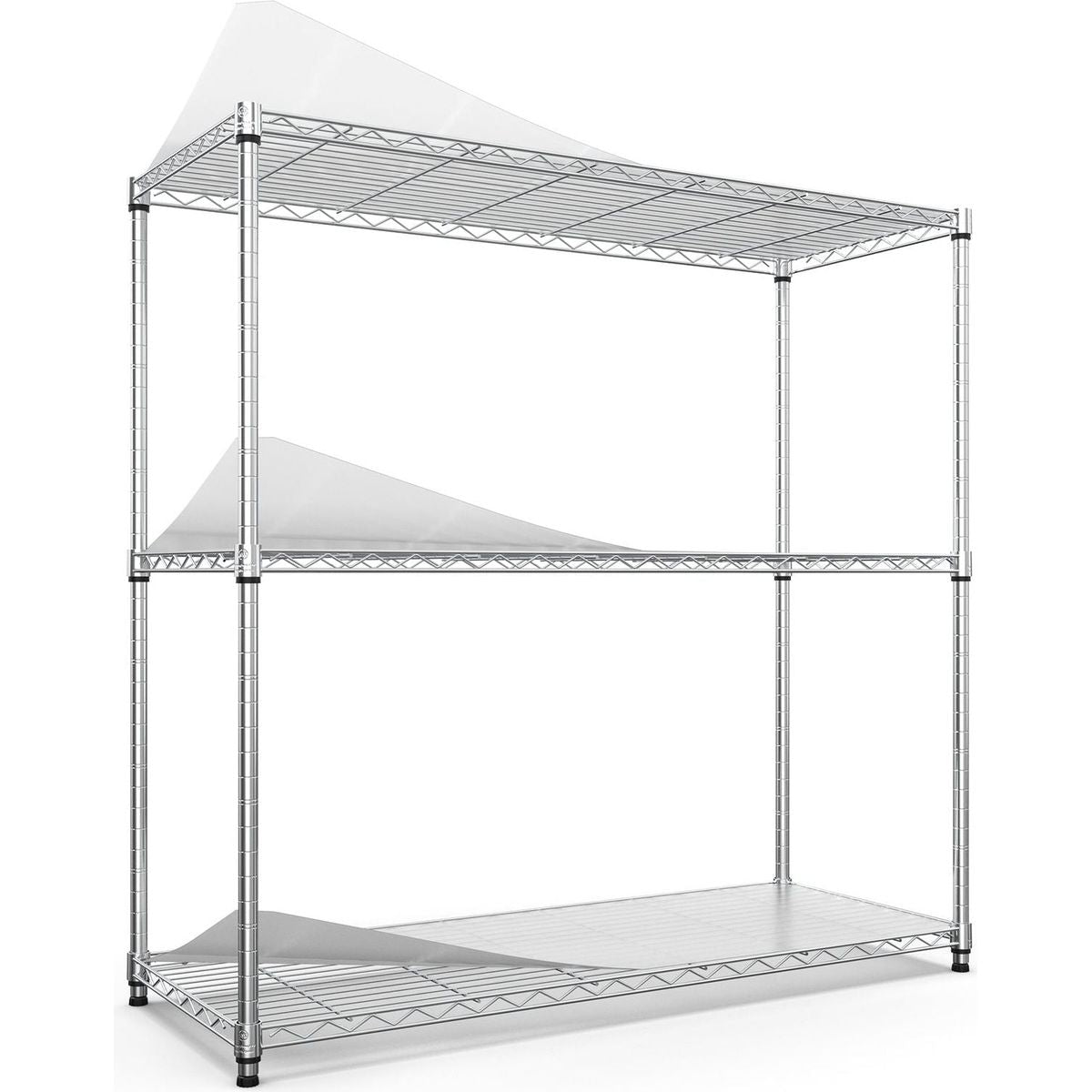 3 Tier Wire Shelving Unit, 1050 LBS NSF Height Adjustable Metal Garage Storage Shelves, Heavy Duty Storage Wire Rack Metal Shelves - Chrome