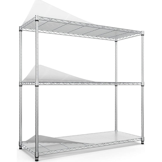 3 Tier Wire Shelving Unit, 1050 LBS NSF Height Adjustable Metal Garage Storage Shelves, Heavy Duty Storage Wire Rack Metal Shelves - Chrome