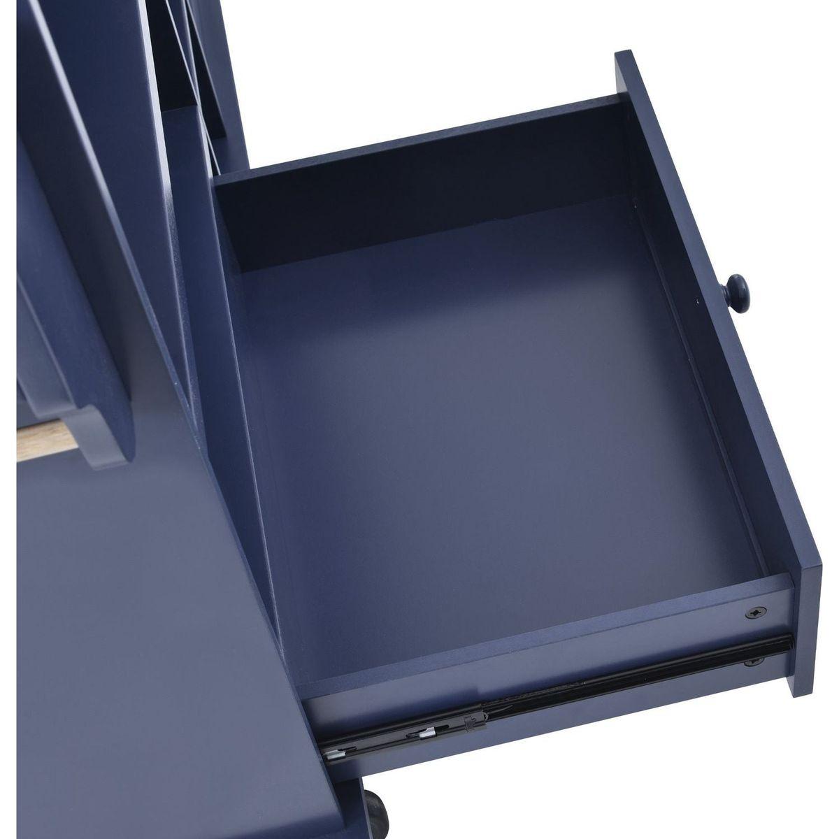 Kitchen Island Cart with Storage Cabinet and Two Locking Wheels,Solid wood desktop,Microwave cabinet,Floor Standing Buffet Server Sideboard for Kitchen Room,Dining Room,, Bathroom(Dark blue)