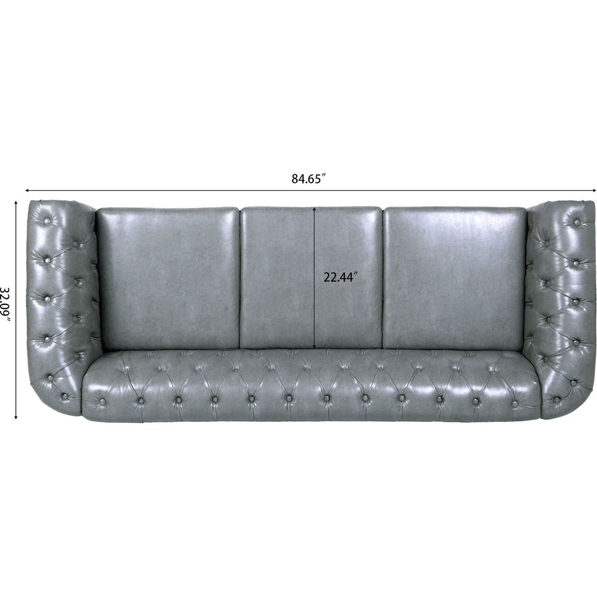 84.65" Rolled Arm Chesterfield 3 Seater Sofa.