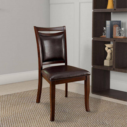 Transitional Dining Room Side Chairs Set of 2 Chairs only Dark Cherry / Espresso Padded Leatherette Seat