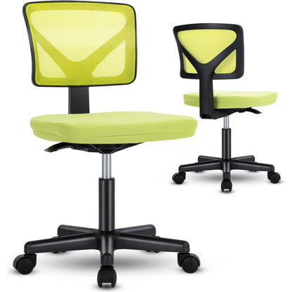 Armless Desk Chair Small Home Office Chair with Lumbar Support