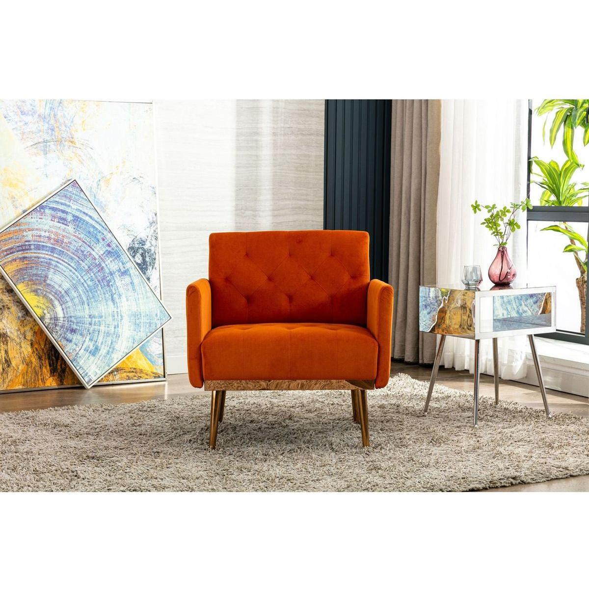 Accent Chair, leisure single sofa with Rose Golden feet