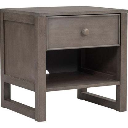 Wooden Nightstand with a Drawer and an Open Storage, End Table for Bedroom, Anitque Gray