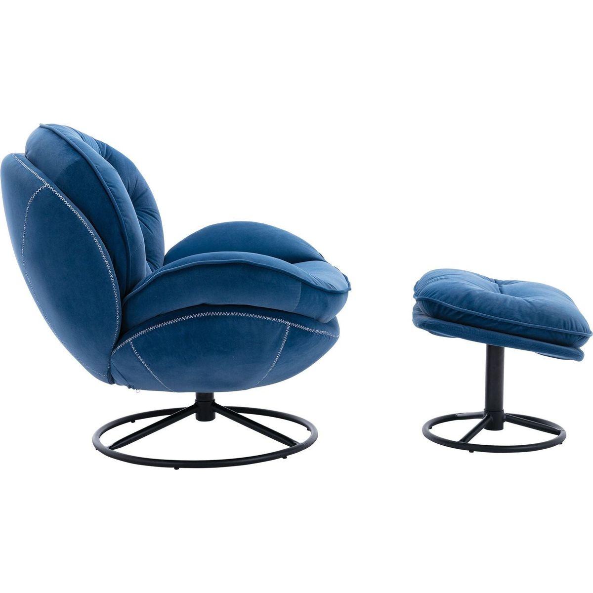 Accent chair TV Chair Living room Chair with Ottoman-Blue