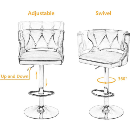 Bar Stools With Back and Footrest Counter Height Dining Chairs-Boucle Cream-2PCS/SET