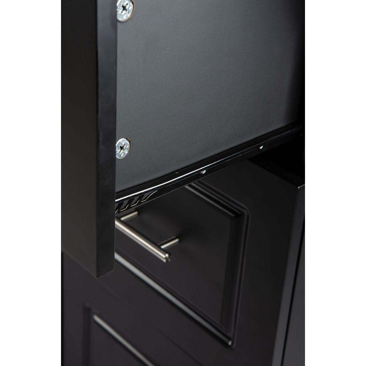 Kitchen Island & Kitchen Cart, Mobile Kitchen Island with Extensible Rubber Wood Table Top, adjustable Shelf Inside Cabinet, 3 Big Drawers, with Spice Rack, Towel Rack, Black-Beech .