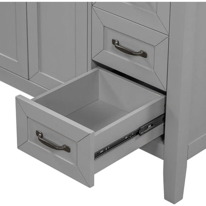 36" Bathroom Vanity without Sink, Cabinet Base Only, Bathroom Cabinet with Drawers, Solid Frame and MDF Board, Grey