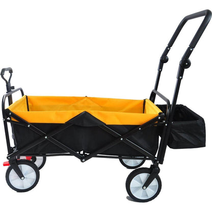 folding wagon Collapsible Outdoor Utility Wagon, Heavy Duty Folding Garden Portable Hand Cart, Drink Holder, Adjustable Handles