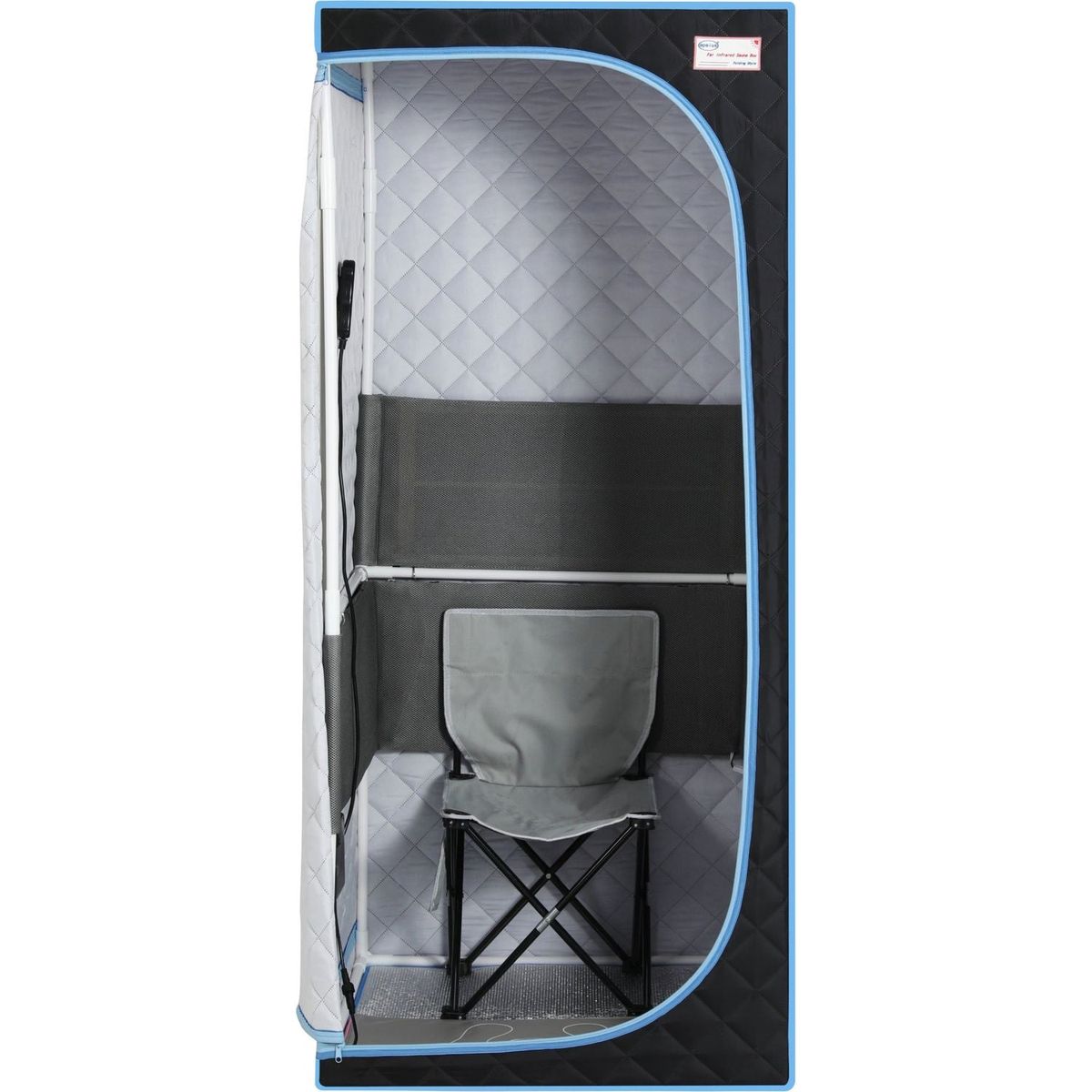 Portable Full Size Black Infrared Sauna tent Personal Home Spa, with Infrared Panels, Heating Foot Pad, Controller, Foldable Chair, Reading light.Easy to Install.Fast heating, with FCC Certification.