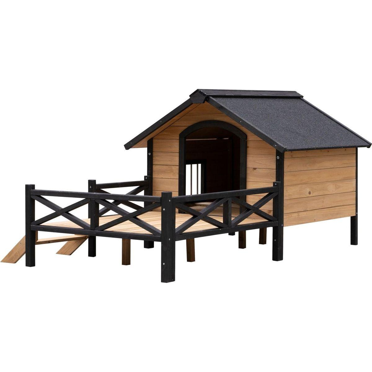 Outdoor Large Wooden Cabin House Style Wooden Dog Kennel with Porch