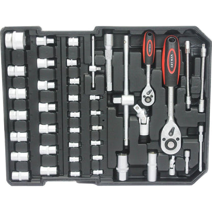 White Hand Tool Box with 4 layers of Toolset and wheels
