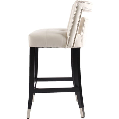 Suede Velvet Barstool with nailheads Dining Room Chair 2 pcs Set - 26 inch Seater height