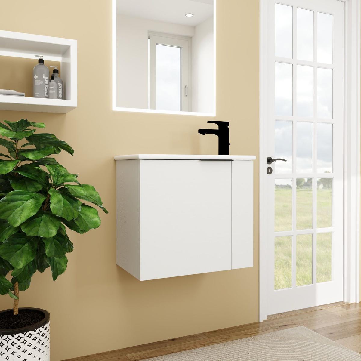 Bathroom Vanity with Sink 22 Inch for Small Bathroom, Floating Bathroom Vanity with Soft Close Door, Small Bathroom Vanity with Sink, 22x13 (KD-Packing)