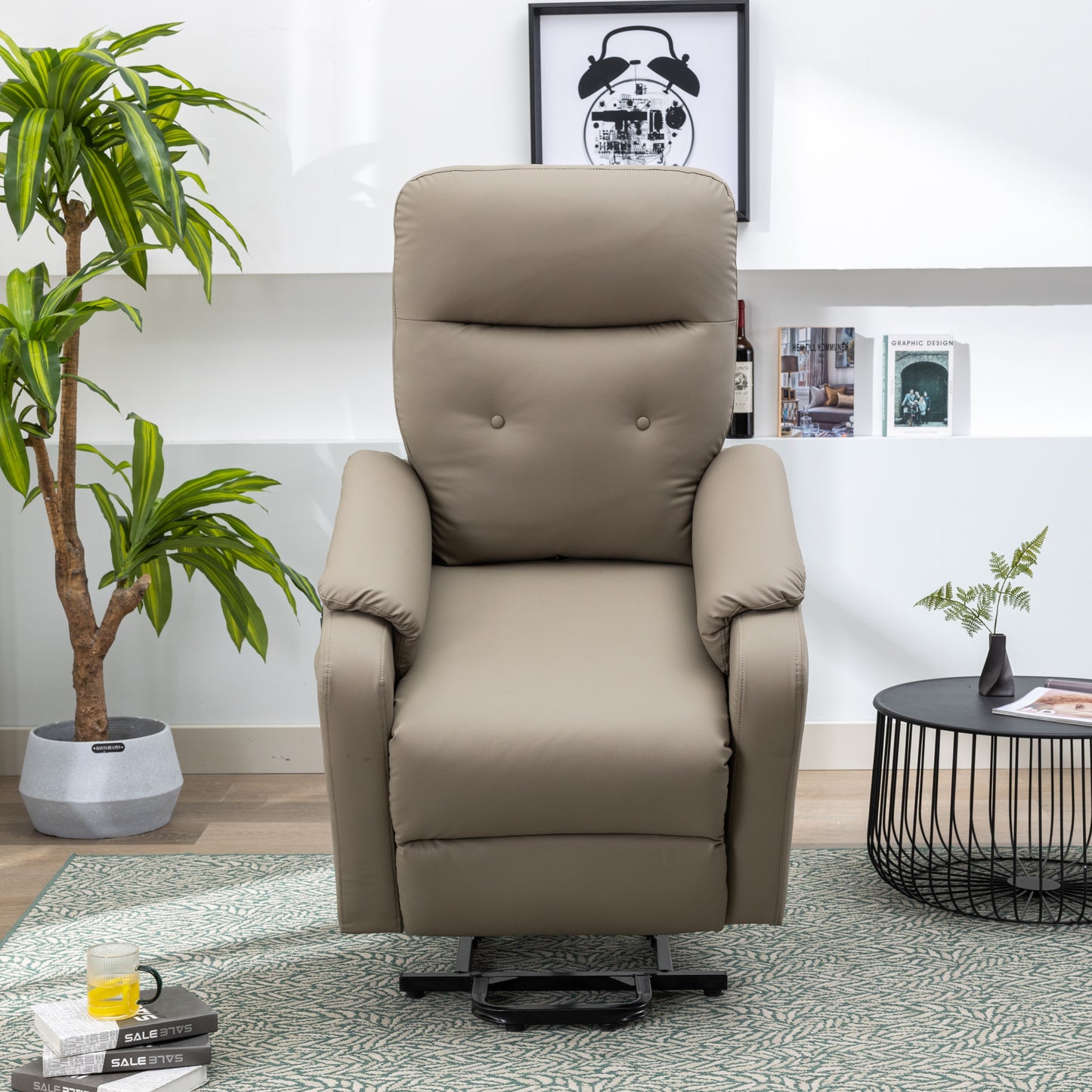 Massage Recliner Chair Electric Power Lift Chairs with Side Pocket, Adjustable Massage and Heating Function for Adults and Seniors, Olive Grey