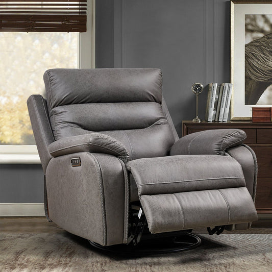 Liyasi Dual OKIN Motor Rocking and 240 Degree Swivel Single Sofa Seat recliner Chair Infinite Position, Head rest with power function