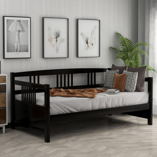 Modern Solid Wood Daybed, Multifunctional, Twin Size, Espresso